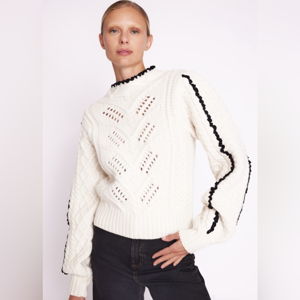 BERENICE Athena sweater white w black piping.  Size extra small.  NWT.